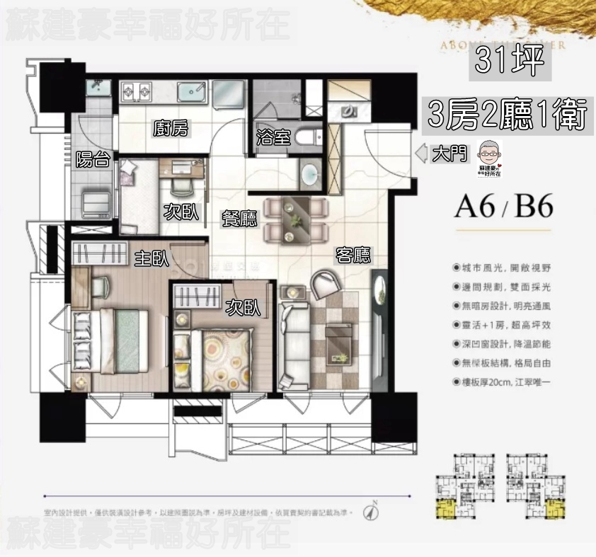 江翠北側重劃區_建案_立川琚_A6B6房型介紹_板橋仲介_蘇建豪幸福好所在_0933053491