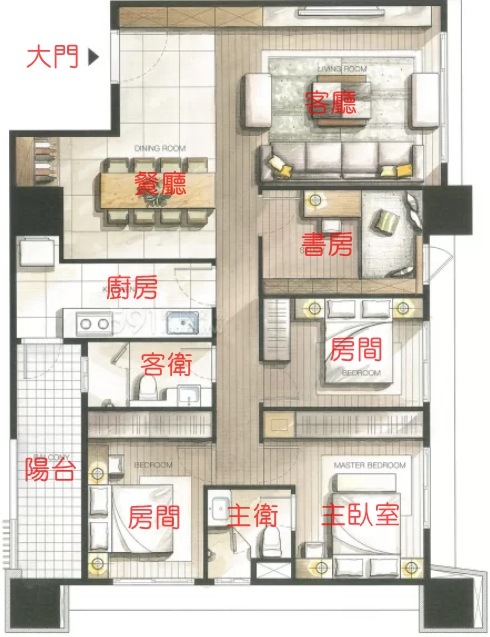 江翠北側重劃區_建案_潤泰文樺_B4-格局圖_標註