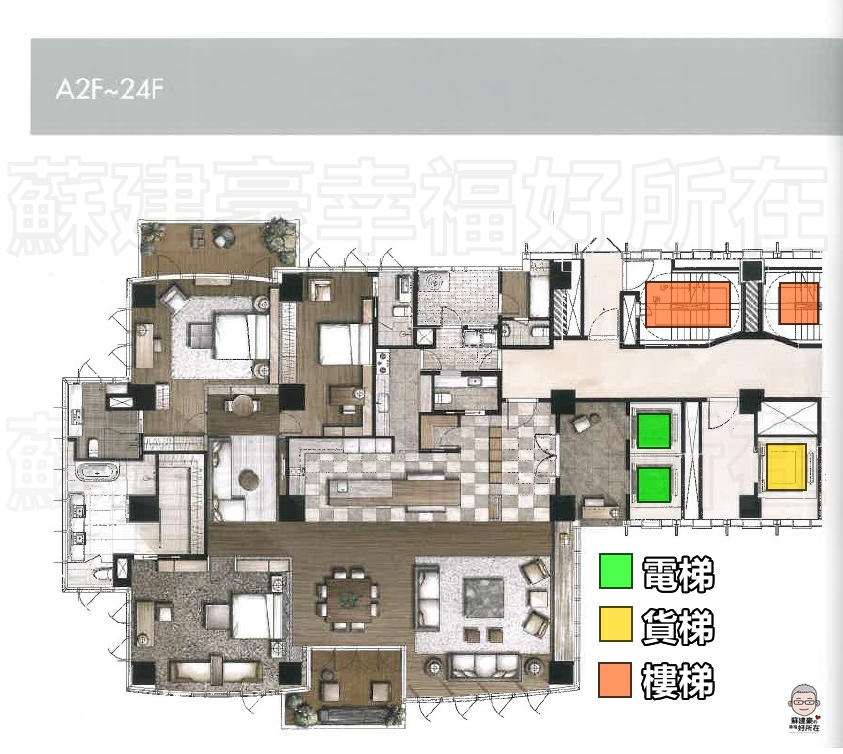 謙岳_新板特區房仲_謙岳房仲_豪宅阿豪_蘇建豪幸福好所在_A2~24F格局圖